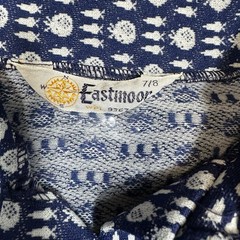 Vintage Eastmoor Mod Polo Shirt Womens 7/8 Blue White Geometric 60s 70s Retro