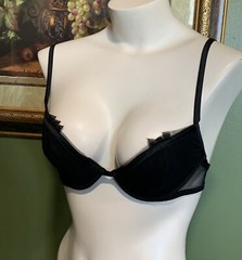 VINTAGE MALIZIA by LAPERLA BLACK PLUNGE UW BRA ITALY SIZE 3 / Band 36 FINAL SALE