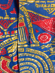 Vintage Sayburg Yellow/Blue/Red Print Cotton Robe/Dress-Size XL (No size tag)