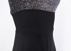 ViNTAGE 70s ATOMiC SiLVER METALLiC LUREX HiGH WAiST BLACK MAXi DRESS & JACKET S