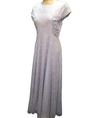 Vintage 1950’s Pale Blue Very Pale Pink Rayon Lace Evening Dress Medium