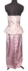 Vintage 80s Strapless Peplum Bow Prom Dress Cottagecore Kawaii 36-28-42