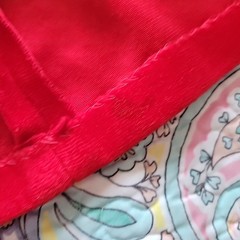 Vtg Red Suit Set Sz M Disco 70s High Rise Wide Leg Pants Wrap Point Collar READ