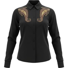Vintage 90s Western Blouse Silk Sequin Beaded Embellished Shirt Small