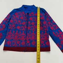 Vintage Embroidered Boho Open Front Jacket Sz Small Colorful Statement Piece