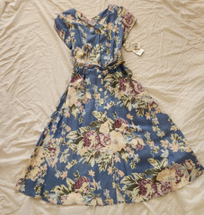 VTG NWT Womens P6 Sundress Tea Dress 80’s Blue Floral Cottagecore Unworn USA