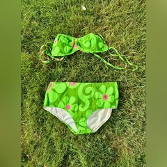 60s Vintage Bright Green Hawaiian Cotton Bikini By Fumi’s At Wikiki Sz Sm