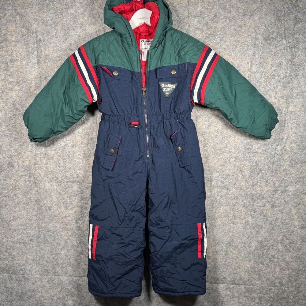 Vintage Osh Kosh B’Gosh Boys Snowsuit Size M 5/6 Lined Hooded Great Condition