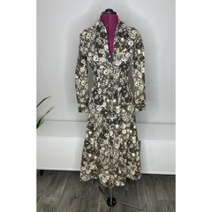 Vintage Jeanology Maxi Dress Women’s 4 Corduroy Floral Needle Cord Button Up