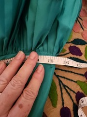Vintage Victor Costa Teal Green Taffeta Dress Ruffles Pockets Pleated Skirt 2-4