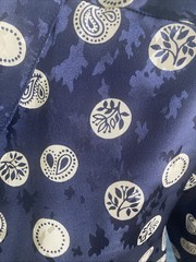 Vtg 80s Da-Rue Draper’s & Damon’s Navy Medallion Paisley Blouse Shirt 14P USA