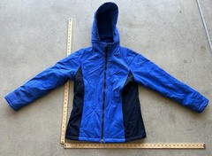 Vintage Eddie Bauer Blue Nylon Blend Insulated Soft Shell Hooded Jacket Size S