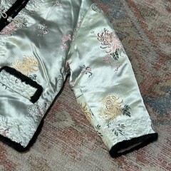 VTG Satin Brocade Asian Jacket Kids Insulated Rayon- Peony Brand- ShangHai China