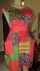 Vtg Design House Patchwork Pinafore Apron Dress Cottagecore w/pockets