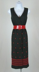 VTG 1960s 70s RONA NEW YORK DRESS PATENT BELT SIZE 8 COTTON RAYON BLEND? BLACK