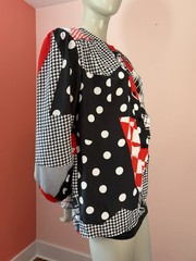 VTG 80s 90s Bright Artsy Abstract ColorBlock Blouse Graphic Memphis USA L XL