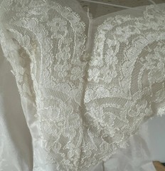 Vintage 1950s Ivory Ruffled Tulle Wedding Dress Gown Party Prom Lace Trim