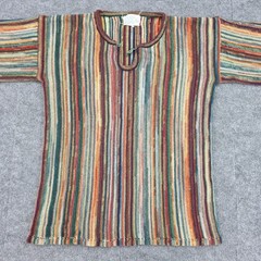 Vintage Sears Multicolor Striped Knit Sweater Womens L Acrylic 80s 90s Retro