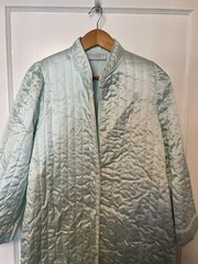 Vintage Miss Elaine Quilted Button Front Robe Light Blue Size Small Cottagecore