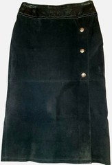 Vtg 90s Frontier Collection Western Skirt Black Suede Leather Lined (Women’s 34)