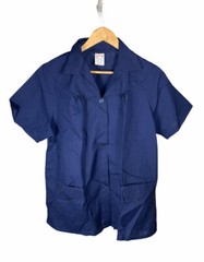 Vintage 70s Fashion Seal Shane Collared 2 Pocket Blue Nurse Scrub Shirt Size M