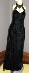 Vintage 80’s black velvet & satin evening gown M L BEADED CHOKER Loralie BOW