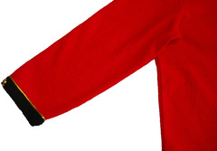 Vintage ADOLFO NEW YORK Boucle Style Long Wool Blend Cardigan Red Black Dress 18