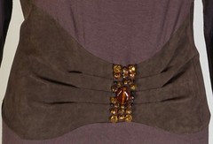 VINTAGE JESSICA HOWARD~MINT!!~BROWN SLINKY KNIT FAUX SUEDE WAIST LONG DRESS 14