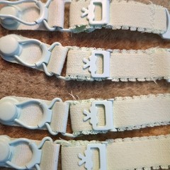 Vtg Rare Elastic Stocking Girdle/Garter clasps, Teal Set Of 4 long and short