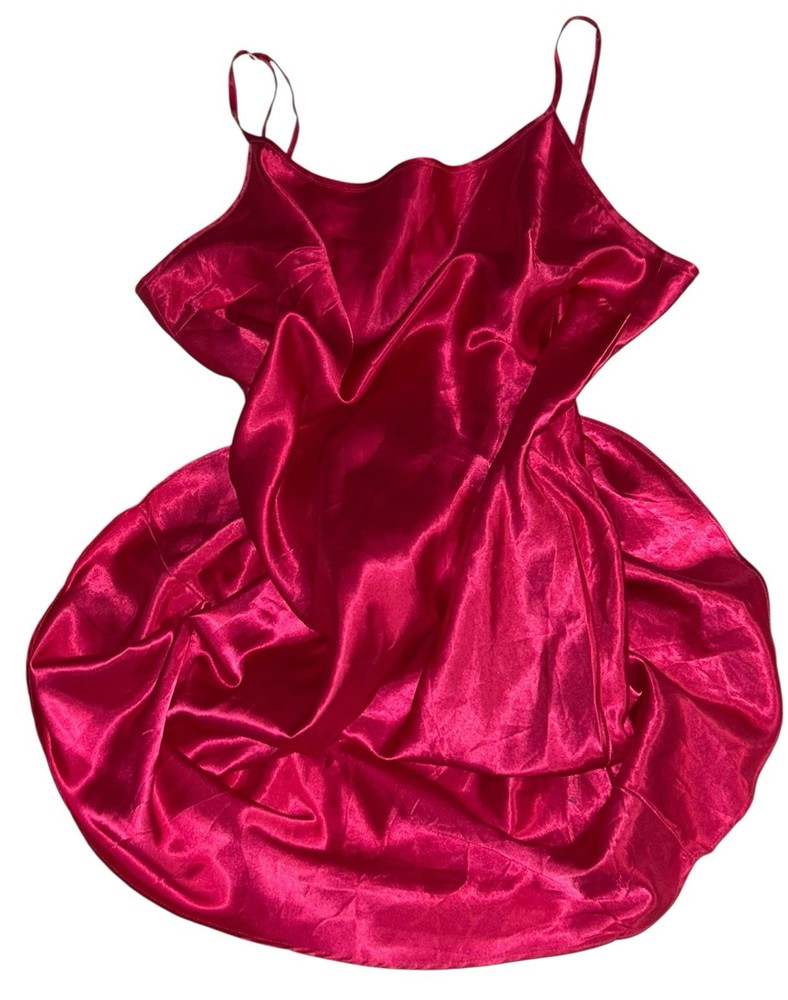 WINLAR Pink Shiny Satin Glossy Nightie Nightgown Womens L