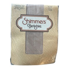 VTG NOS Berkshire Shimmers Pantyhose Sz 3 Silver Control Top Sandalfoot #4429