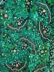 Vtg VALENTINA Ladies Wool Beaded & Sequined Butterfly Couture Vest M Green