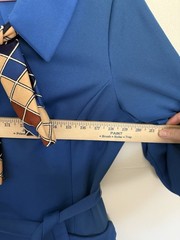 Vintage 1970s Toni Todd Women’s Dress Blue Collar Geometric Scarf Retro Size 8