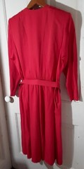 Vintage 1980s EJM Bright Red Long Sleeve Mid Length Dress Sz. 16p