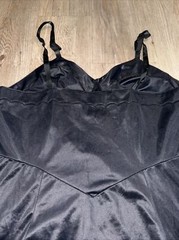 Vintage Sears Black Full Dress Slip Size 38 Short Adjustable Straps Silky Sissy