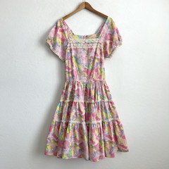 Faye Creations Vintage Dress Square Dance Patio 50s Ruffles Colorful Floral