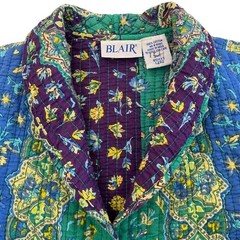 Blair Vintage Colorful Quilted Womens Jacket, Blair 100% Cotton Wood Button 335