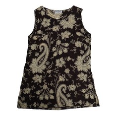 VTG Jaeger 100% silk top floral Paisley brown pattern womens Made in UK