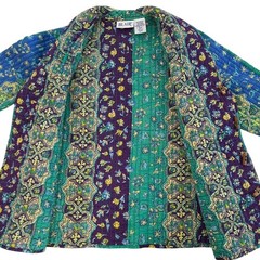 Blair Vintage Colorful Quilted Womens Jacket, Blair 100% Cotton Wood Button 335