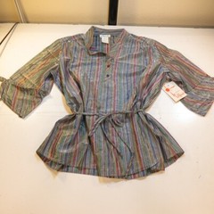 NEW NWT 1960s Deadstock ACETATE NYLON MOD GOGO TINSEL TOP BLOUSE SHIRT Women 44