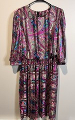 Vintage Early 90’s Damon Dress Size 14W Petite Vibrant Paisley USA Made Union