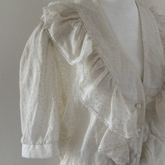 Vintage Dress Women Small Medium MIDI Floral Creamy White Cottage Edwardian Lace
