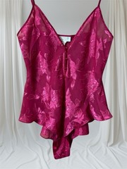 VTG 90s Raspberry VICTORIAS SECRET GOLD LABEL Teddy Body Suit Lingerie Womens M