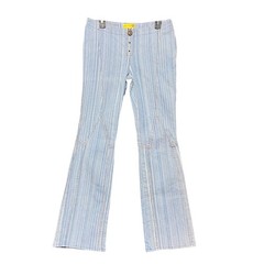 Gasoline Vintage Blue White Striped Flare Bell Bottom Jeans Size 9 Y2K Bratz 90s
