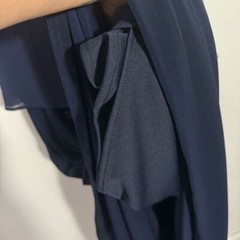 NWT ALEX EVENINGS Embellished Cold Shoulder Chiffon Capelet Dress Navy Size 16