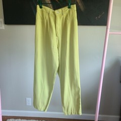 Vtg 90s Lime Green Pants, Caché, Cotton, Acetate, 26″ – 30″ Waist