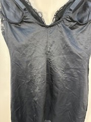VTG 90s Victoria Secret Satin Lace Shaping Slip Black Hollywood Glamour 34 D
