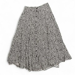 Vintage Y2K Kathie Lee Monochrome Button Up Floral Flowy Maxi Skirt Boho