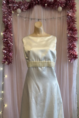 Vintage 90s Plus Size Evening Formal Dress Ivory Beaded Maxi Sleeveless 2X 3X
