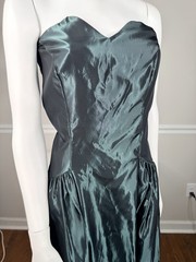 Vintage House of Bianchi taffeta Teal Strapless Prom Dress 80s size 14 L teal